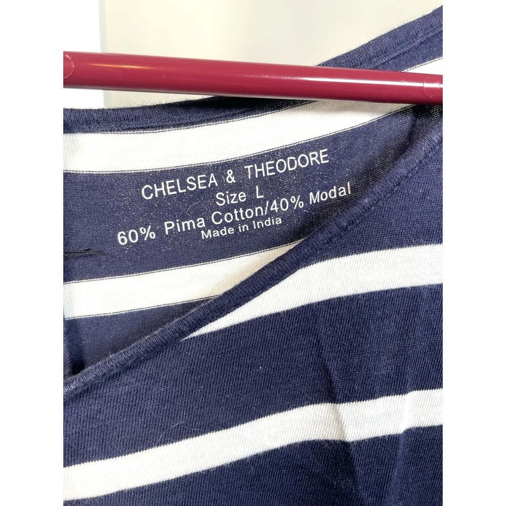 Chelsea & Theodore Summer Beach Dress Nautical Striped Pima Cotton Modal Large - Picture 7 of 7